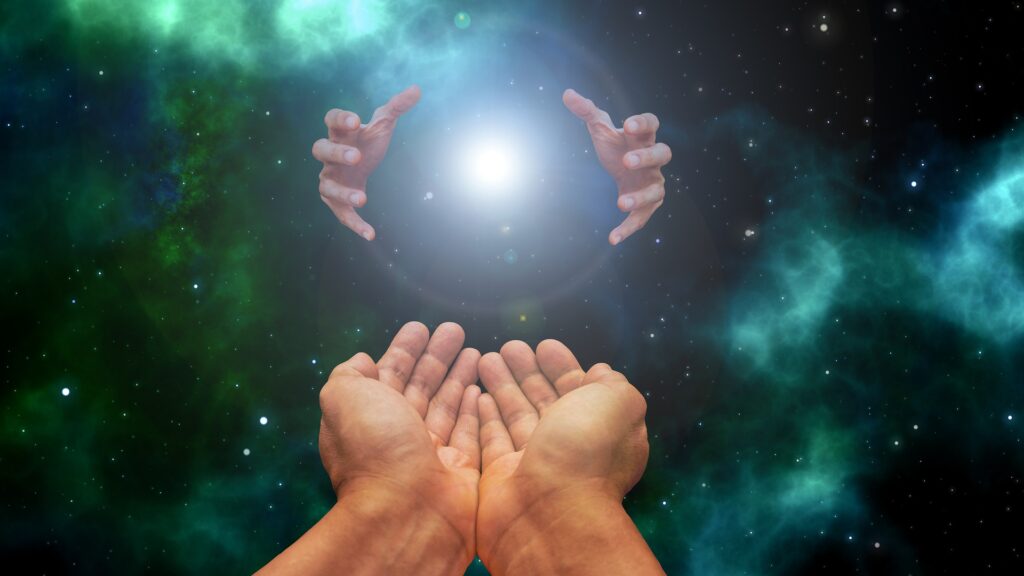 Open hands trusting a Higher Power